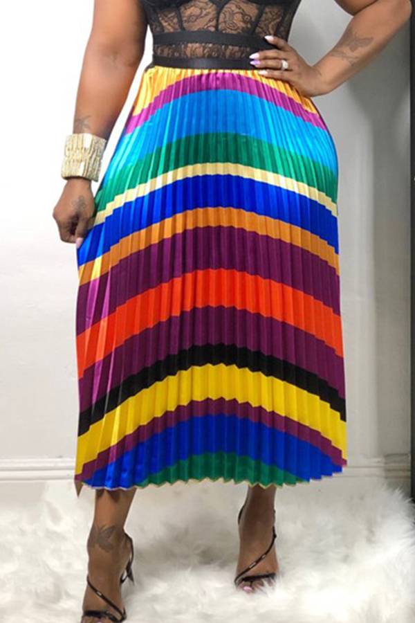 

Lovely Stylish Printed Patchwork Multicolor A Line Skirt