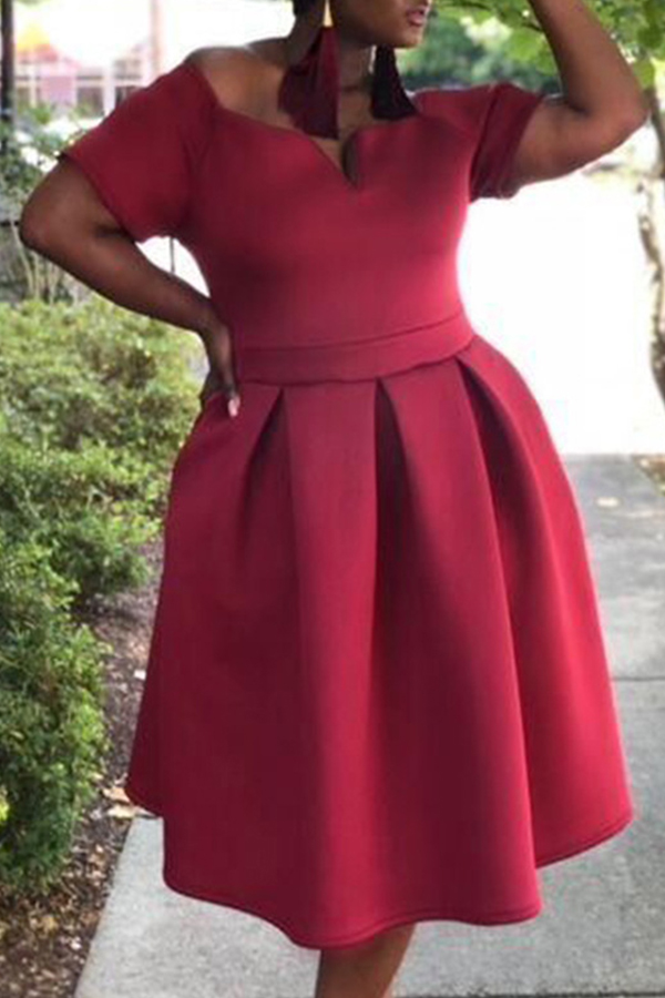 

Lovely Stylish Off The Shoulder Red Dress