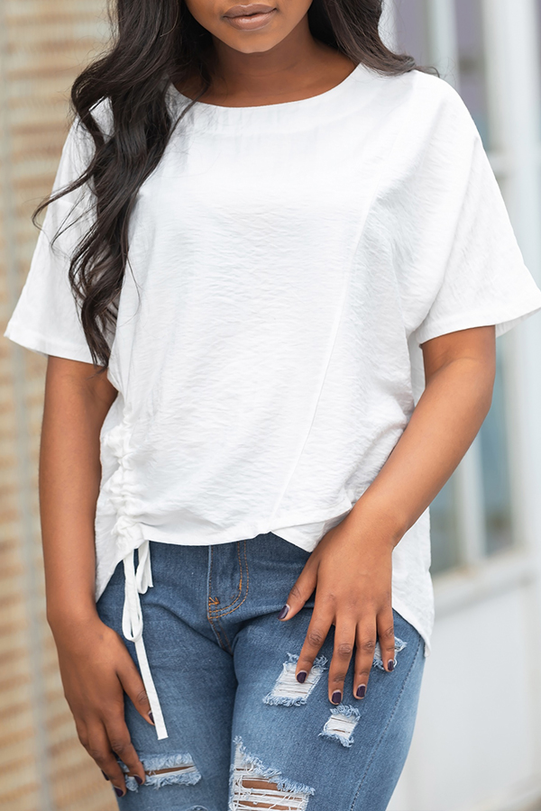 

Lovely Casual O Neck White Blouse