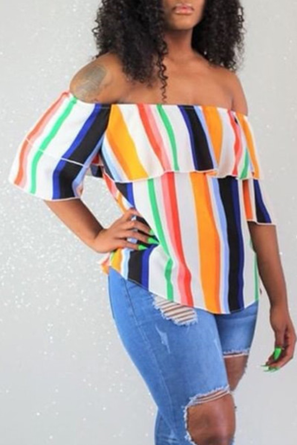 

Lovely Casual Striped Multicolor Blouse, Multi