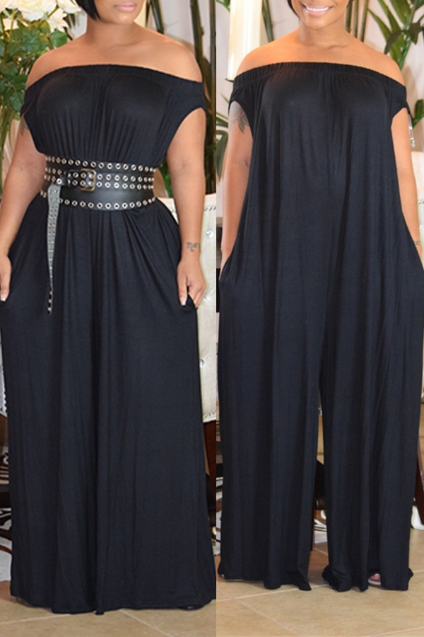 

Lovely Casual Off The Shoulder Black One-piece Jumpsuit(Without Belt