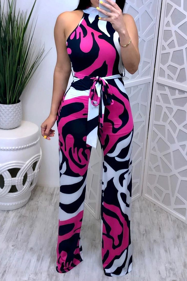 

Lovely Sexy Printed Lace-up Multicolor One-piece Jumpsuit, Multi