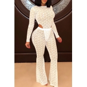 Lovely Sexy Printed White Two-piece Pants Set