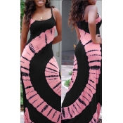 Lovely Casual Sleeveless Printed Pink Floor Length