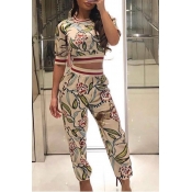 Lovely Work Printed White Two-piece Pants Set