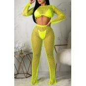 Lovely Casual Hollow-out Green Two-piece Pants Set