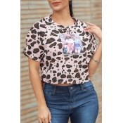 Lovely [Presale]Casual Leopard Printed Pink T-shir