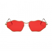 Lovely Trendy Asymmetrical Red Metal Sunglasses