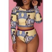 Lovely O Neck Printed Multicolor Tankinis