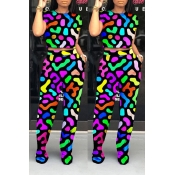 Lovely Casual Printed Multicolor Two-piece Pants S