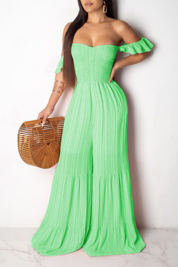 

Lovely Sweet Off The Shoulder Green One-piece Jumpsuit