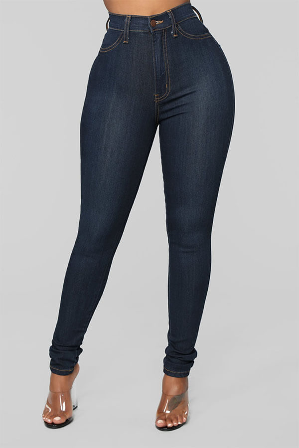 

LW Stylish High Waist Zipper Design Jeans, Blue