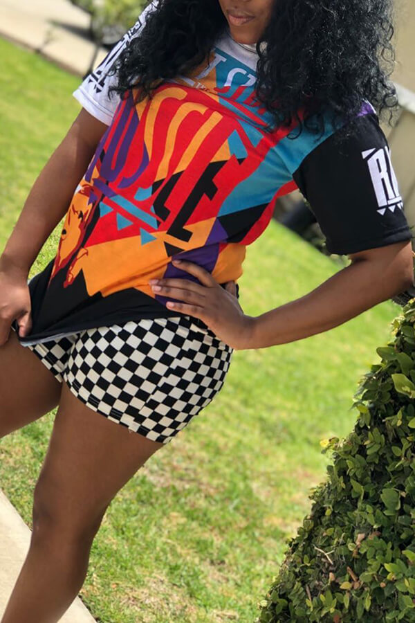 

Lovely Casual Printed Plaid White Two-piece Shorts Set