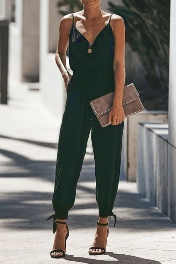 

Lovely Stylish V Neck Green One-piece Jumpsuit