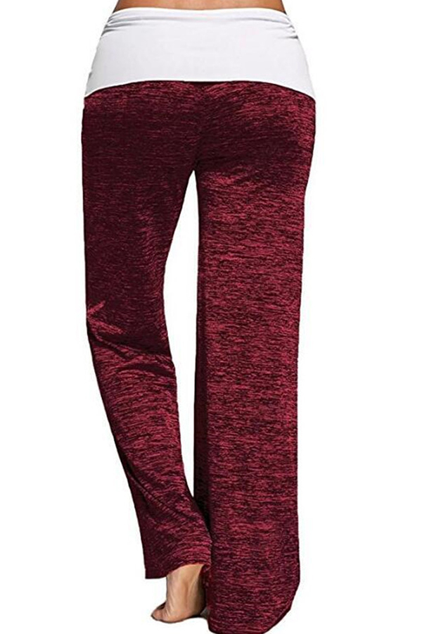 

Lovely Casual Patchwork Red Loose Pants