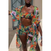 Lovely Printed Multicolor Two-piece Swimwear(With 