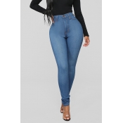 Lovely Casual Zipper Design Blue Jeans