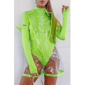 Lovely Stylish See-through Green Bodysuit
