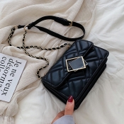 Lovely Chic Chain Design Black Messenger Bag