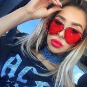 Lovely Stylish Hollow-out Red Metal Sunglasses