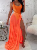 LW SXY See-through Orange Two-piece Swimwear