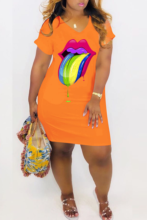 

Lovely Casual Lip Printed Croci Mini Dress