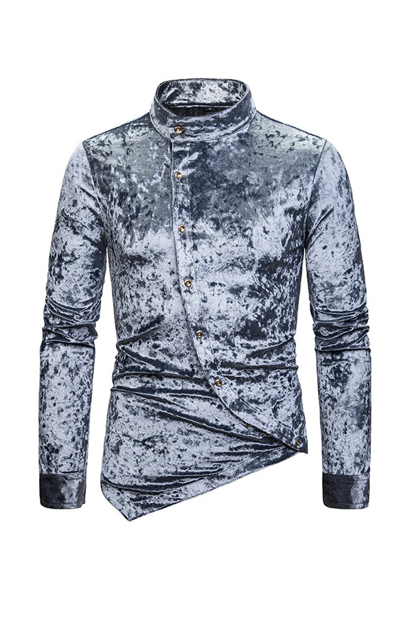 

Lovely Casual Asymmetrical Light Grey Shirt