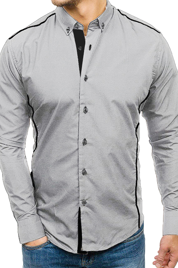 

Lovely Casual Turndown Collar Light Grey Shirt