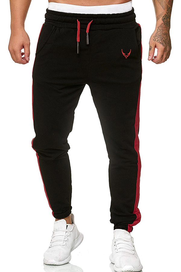 

Lovely Sportswear Patchwork Black Pants