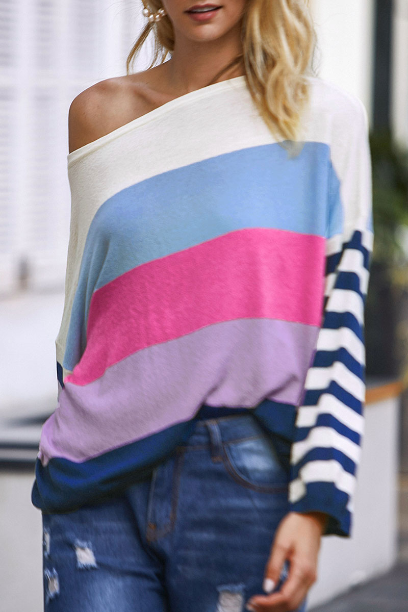 

Lovely Color-lump Patchwork Multicolor Sweaters, Multicolor mstn