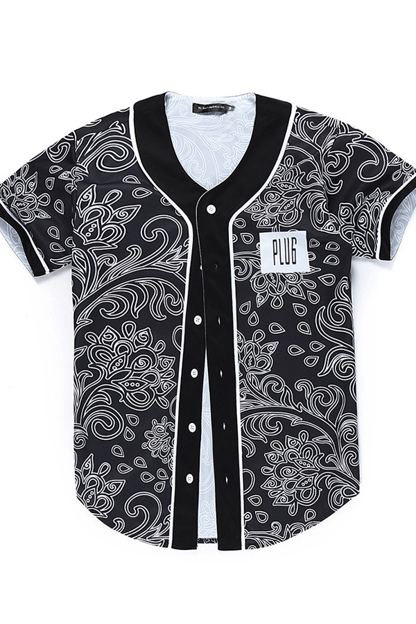 

Lovely Chic V Neck Printed Black Shirt