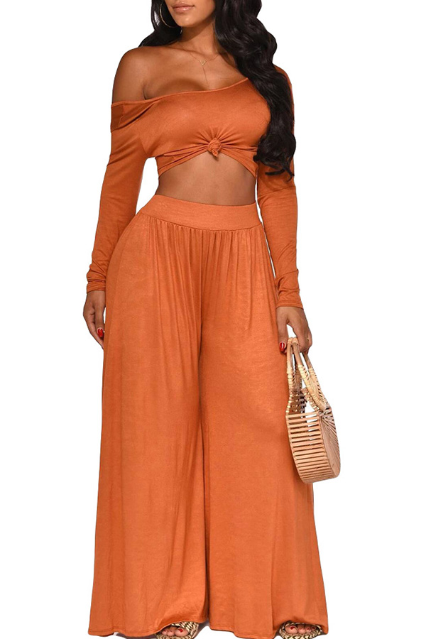 

Lovely Leisure Crop Top Loose Jacinth Two-piece Pants Set, Croci