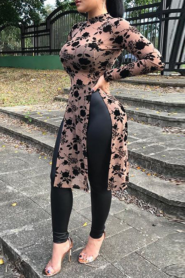 Cheap Blouses&Shirts Lovely Casual O Neck Printed Dusty Pink Blouse