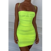 Lovely Sexy Square Collar Spaghetti Straps Green M