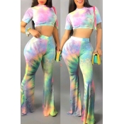 Lovely Leisure Tie-dye Multicolor Two-piece Pants 