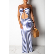 Lovely Sexy Off The Shoulder Striped Hollow-out Bl