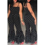 Lovely Sexy Spaghetti Straps Dot Printed Black One