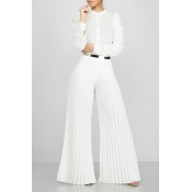 Lovely Stylish High Waist White Pants(Without Belt