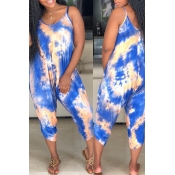Lovely Casual Spaghetti Straps Tie-dye Multicolor 