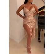 Lovely Sexy V Neck Spaghetti Straps Tassel Design 