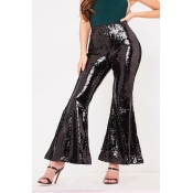 Lovely Trendy Sequined Black Pants