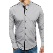 Lovely Casual Turndown Collar Light Grey Shirt