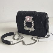 Lovely Chic Chain Strap Black Crossbody Bag