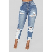 LW Casual Broken Holes Blue Jeans