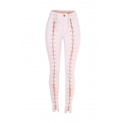Lovely Trendy Bandage Design White Jeans