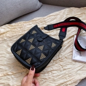 Lovely Trendy Geometrtic Black PU Messenger Bag