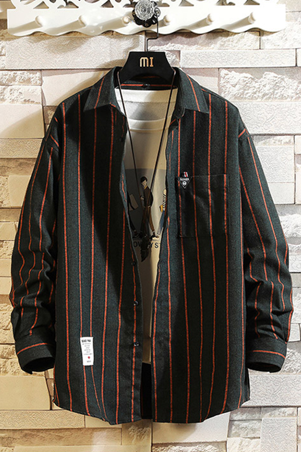 

Lovely Casual Striped Black Shirt