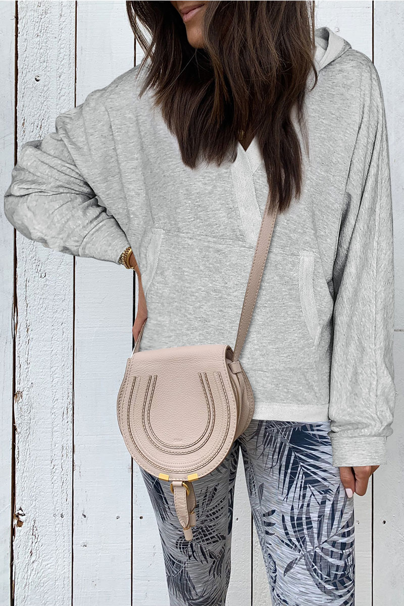 

Lovely Hooded Collar Pocket Patched Grey Hoodies