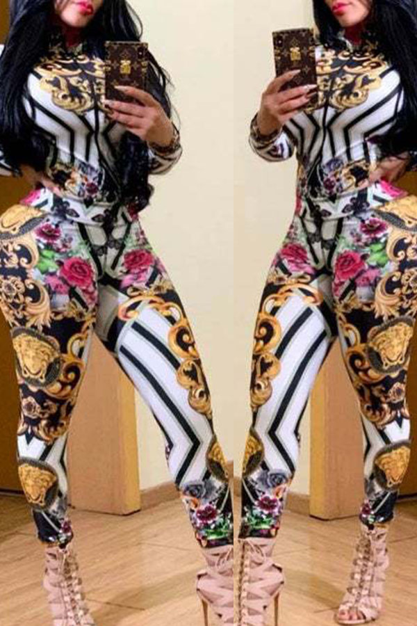 Lovely Casual Printed Multicolor Two-piece Pants Set