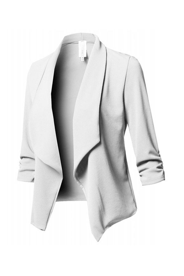 

Lovely Trendy Lapel White Coat